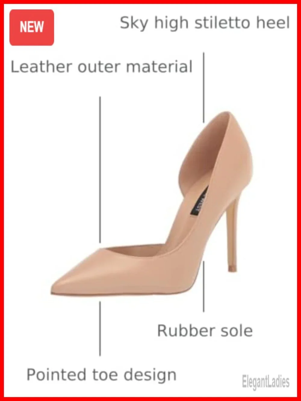Women's Pointed Toe Stiletto Heel Pump, Leather